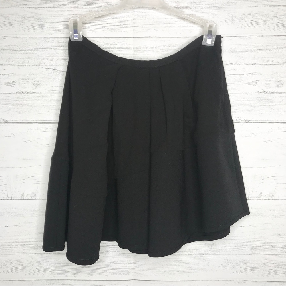 Black Rumer Bicolor Cotton Mini Asymmetrical Skirt
